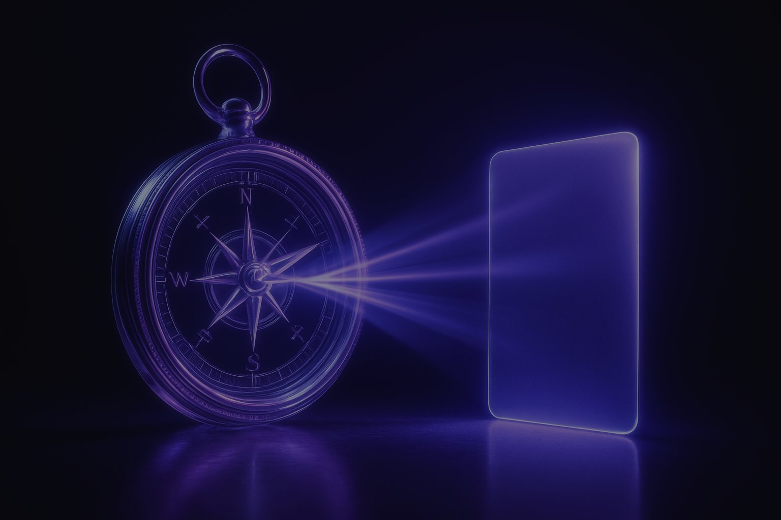 Glass compass shining on a page plane, suggesting simple ways to improve websites