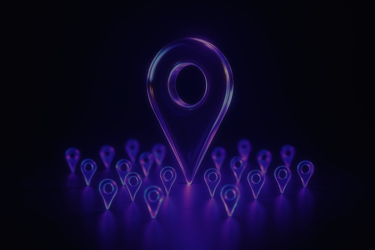 Glass map pin among markers, representing targeted account-based B2B marketing strategies