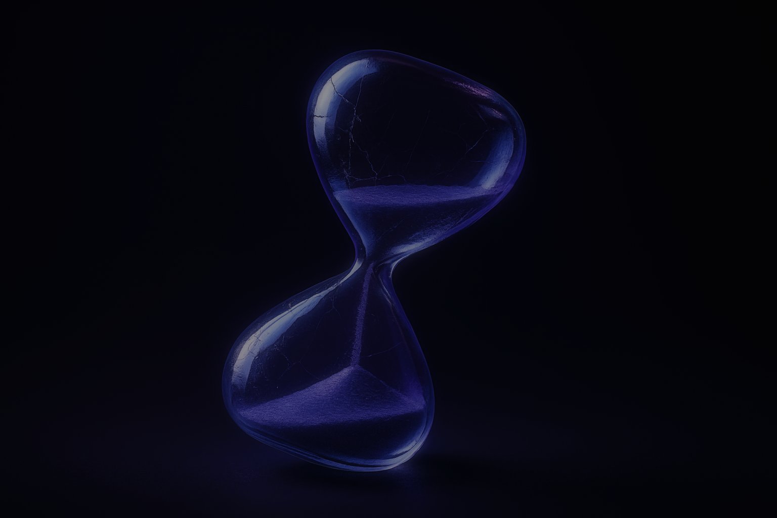 Tilted glass hourglass leaking sand, indicating common timing mistakes in email marketing