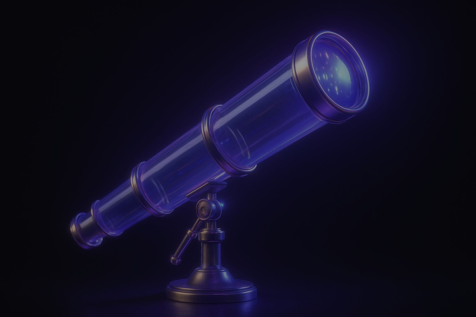 Glass telescope focused on distant glow, visualizing measuring and maximizing email ROI